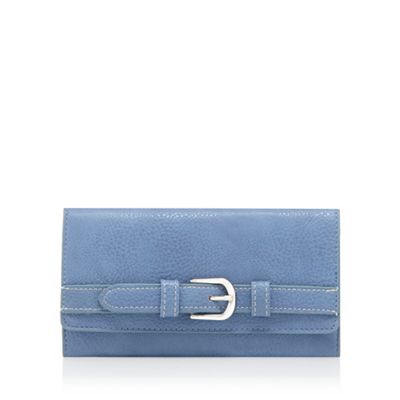 Light blue flap-over buckle wallet
